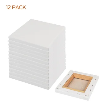 

12PCS Mini Stretched Canvas 15*15cm Cotton White Blank Canvas Art Board Small Size for Acrylic Oil Paint Craft Drawing Decor