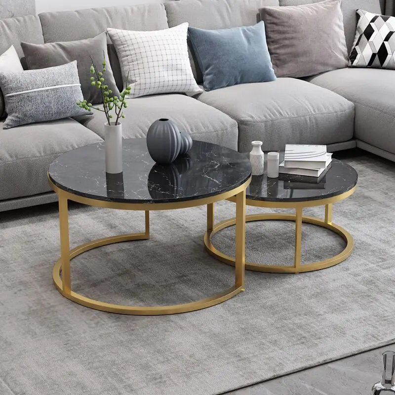 

Light Luxury Coffee Marble Table Creative Round Ins Style Tea Table Modern Sofa side Table for Living Home Furniture Bedroom