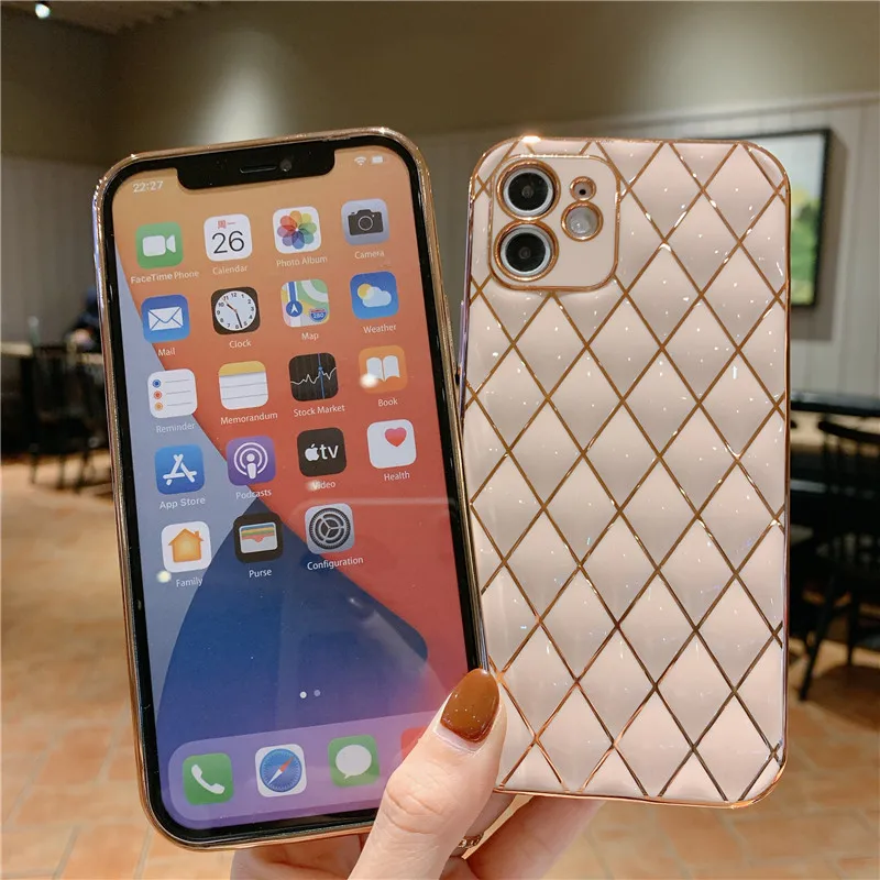 Luxury Plating Frame Geometric Phone Case For iPhone 13 Pro Max 11 12 14 Pro Max XS Max X XR 8 7 Plus Soft Silicone Bumper Gift best case for iphone 12 pro