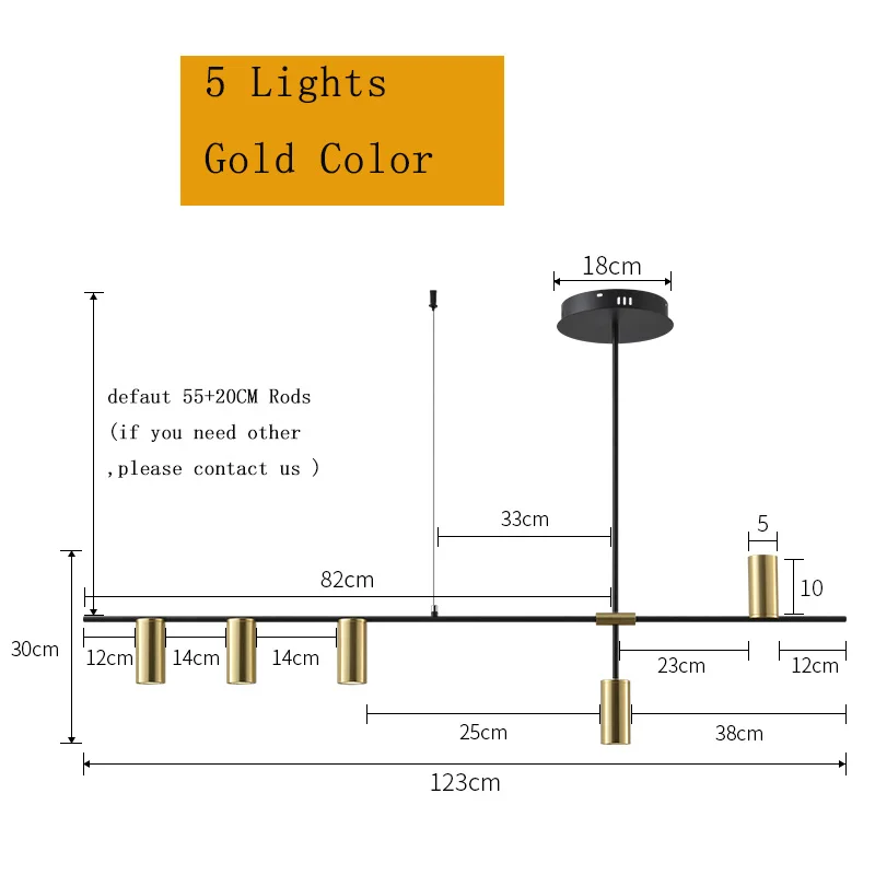 Роскошная дизайнерская столовая длинная люстра, минималистичные современные черные люстры, Pendentes лампы в скандинавском стиле, столовая лампа - Цвет корпуса: 5 lights Gold