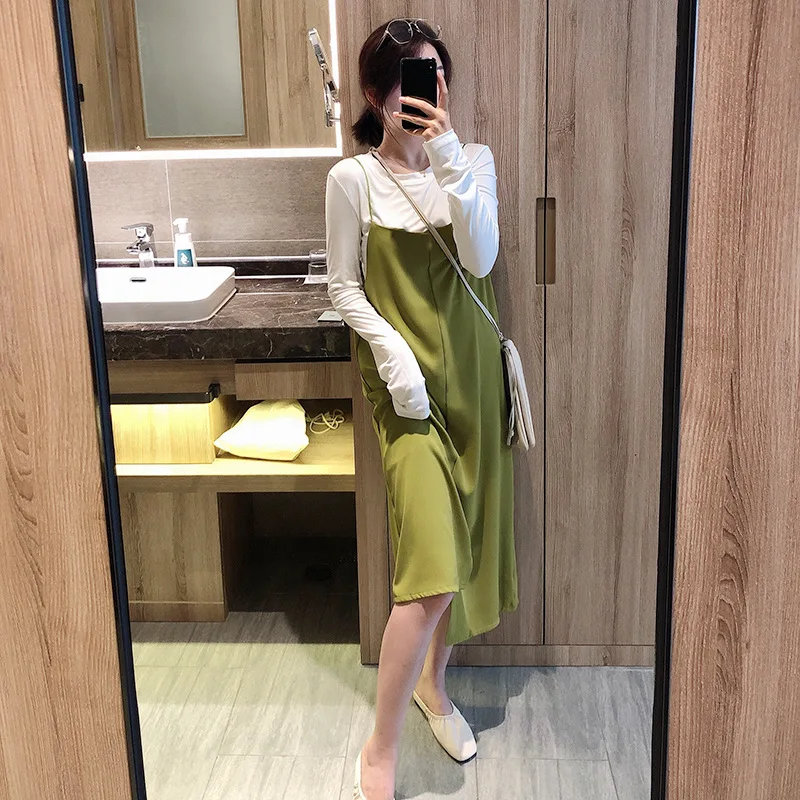 Summer Autumn 2019 New Casual Korean Style Dress Women Chiffon Satin A-Line Sleeveless Strapless Pinafore Black Green Frocks | Женская