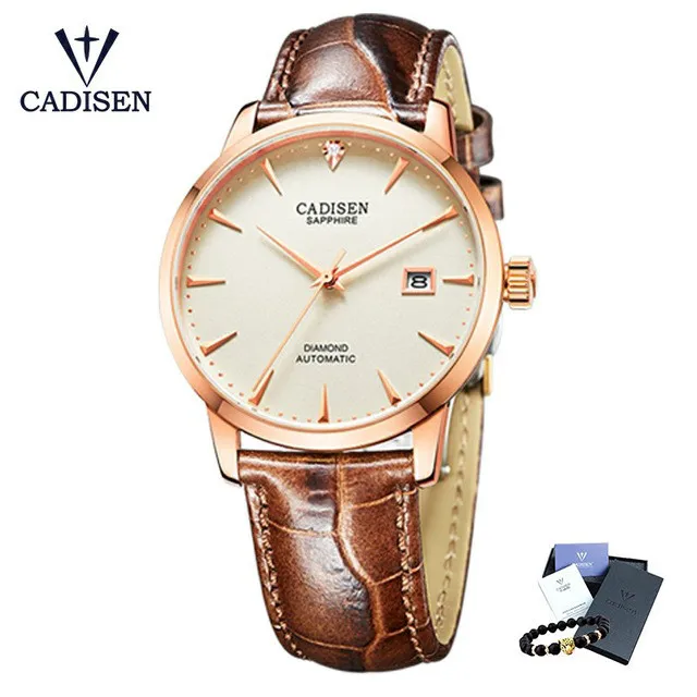 rose gold CADISEN новые мужские часы лучший бренд класса люкс известные мужские часы автоматические механические часы с настоящими бриллиантами Часы Relogio Masculino - Цвет: rose gold