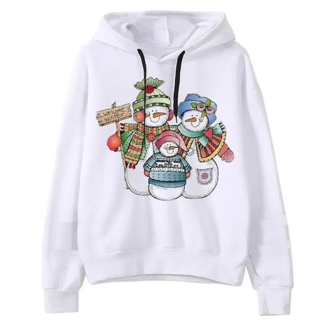 Women hoodie Funny kawaii snowman white hoodie cotton Long Sleeve casual swetshirt  oversized women sweatshirt women loose tops