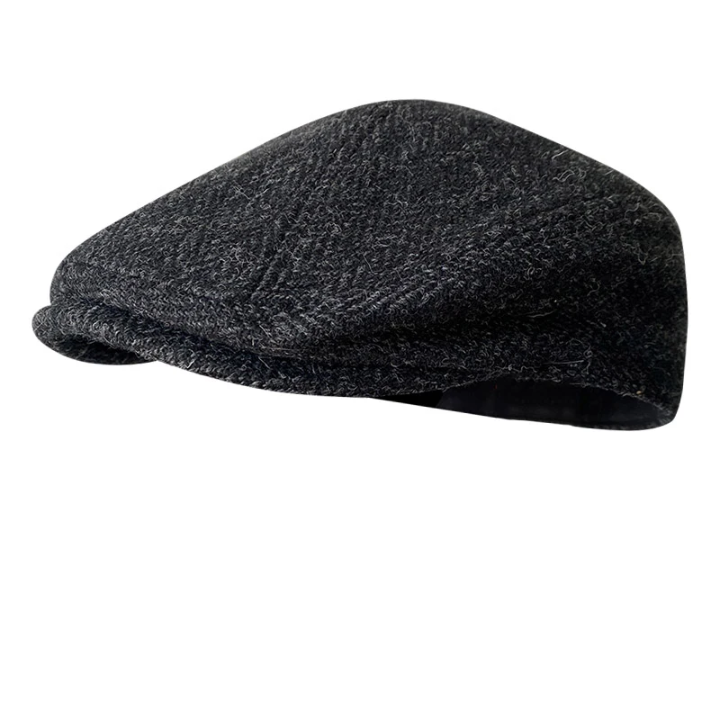 Reine Wolle männer Berets Winter Hohe Qualität Wolle Zeitungs Hüte Fischgräten Octagon Cap Dunkelgrau Männer Frauen Gatsby Flache hut BLM385 – Detail 4