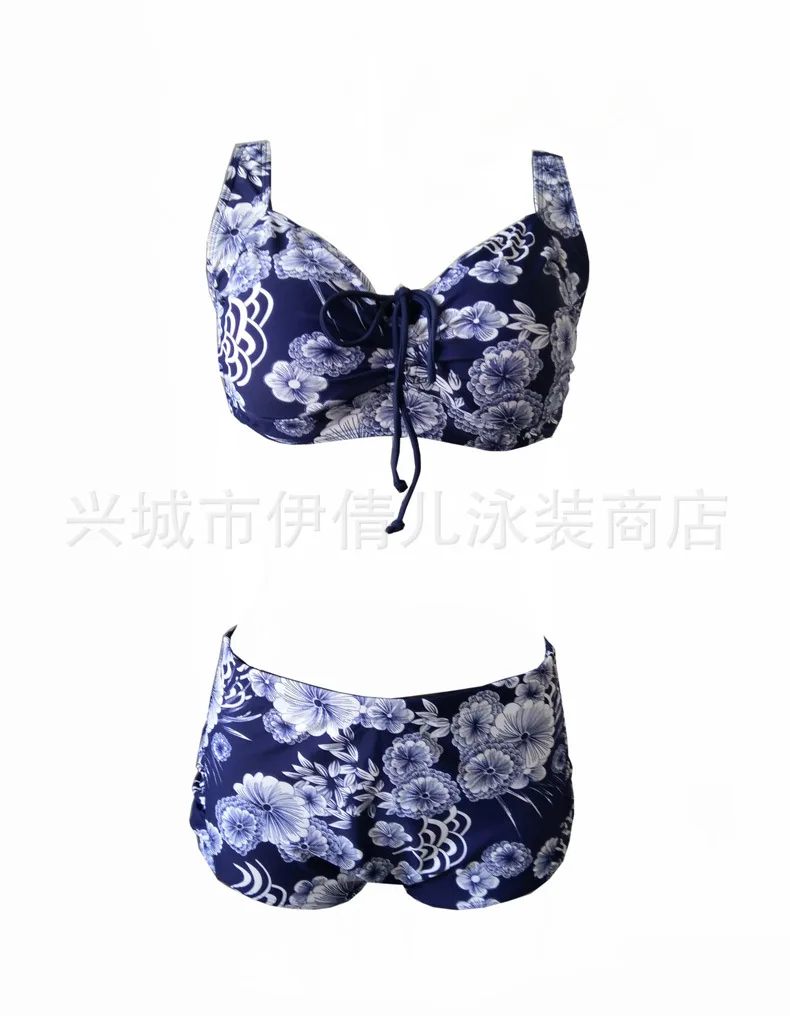 

New Style Fat Plus-sized WOMEN'S Swimsuit Split Type Bikini Big Flower Foreign Trade Original Garment Export AliExpress