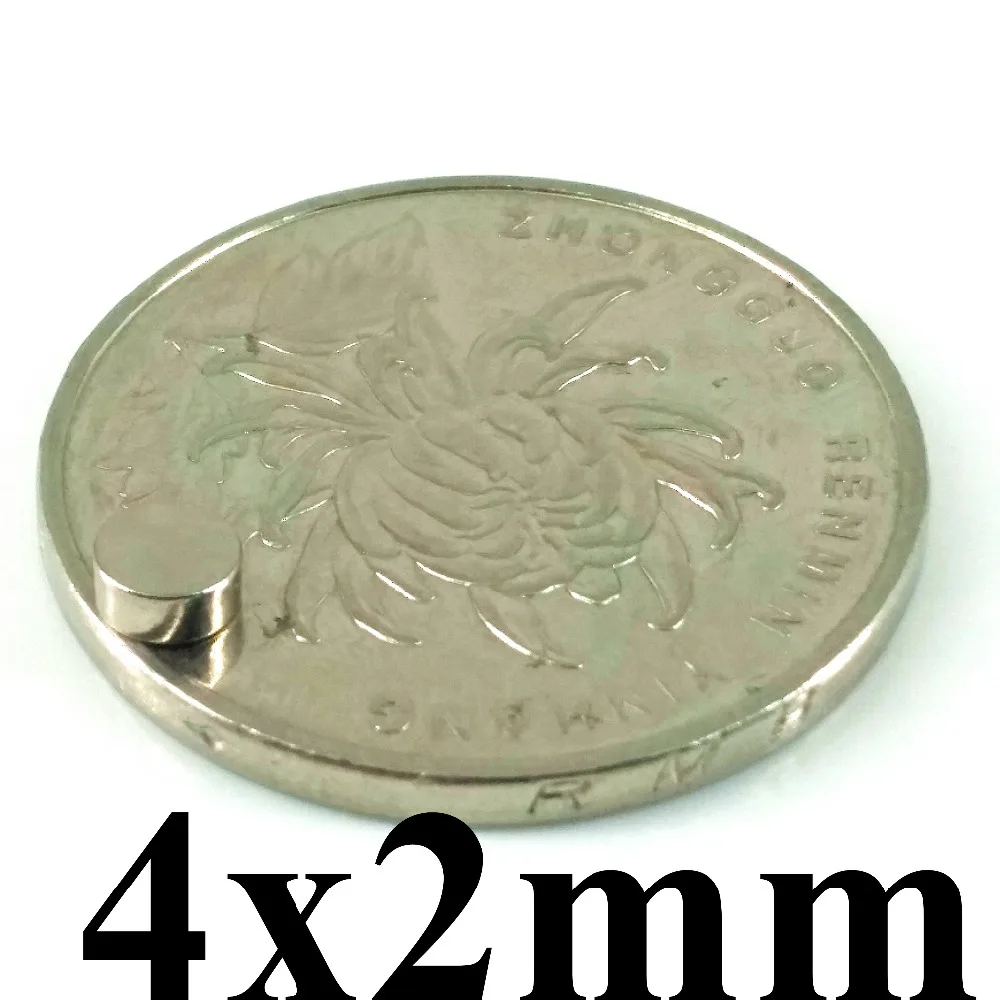 Бесплатная доставка 500 шт. disc4x2mm N35 редкоземельных Супер неодимовые магниты объемных магнитов ndfeb никель 4*2 мм