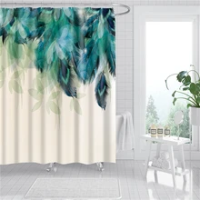 Занавески для душа с узором из перьев павлина, набор с крючками, водонепроницаемый экран для ванной комнаты, украшение для дома, занавески с цветами DW189