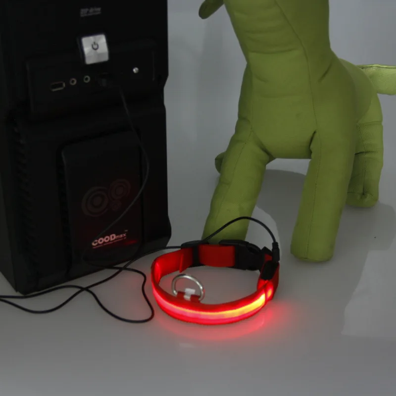 Красный Экспресс USB заряженный люминесцентный ожерелье ходящая собака ожерелье ночью - Цвет: Красный