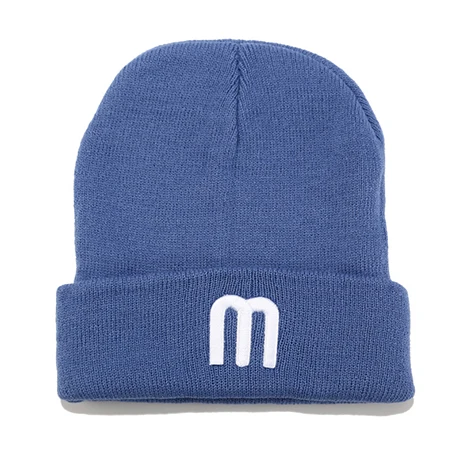 Модная Лыжная Шапка Skullies Beanies M с вышивкой, женская зимняя шапка унисекс, Повседневная Лыжная шапка, мужская вязаная шапка в стиле хип-хоп для женщин - Цвет: Синий