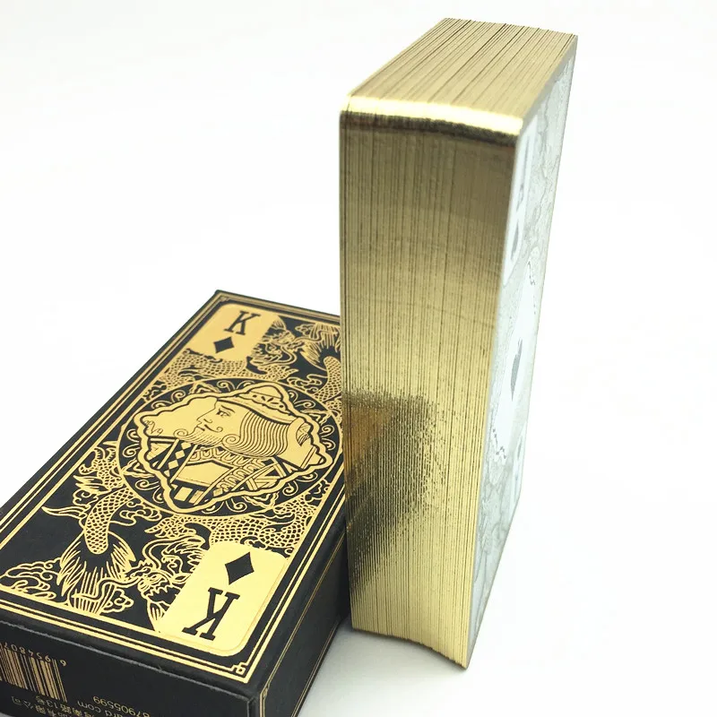 Transparent Plastic Playing Cards Waterproof Gold Edge Poker Cards Dragon Card Game Collection Gift S412