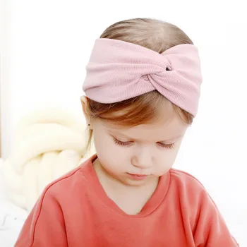 

2020 Cute Solid Color Baby Turban Girls Cotton Twisted Knotted Headband Elastic Hairbands Children Head Wraps Hair Accessories