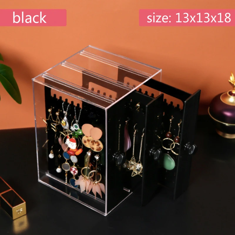 Desktop storage box organizer Earrings box earrings jewelry storage box dust-proof hanging jewelry store transparent display box