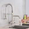 360 Degree Rotation drinking filtered water kitchen faucet Dual Swivel Spout Faucet Brushed Nickel Kitchen sink tap ► Photo 2/6