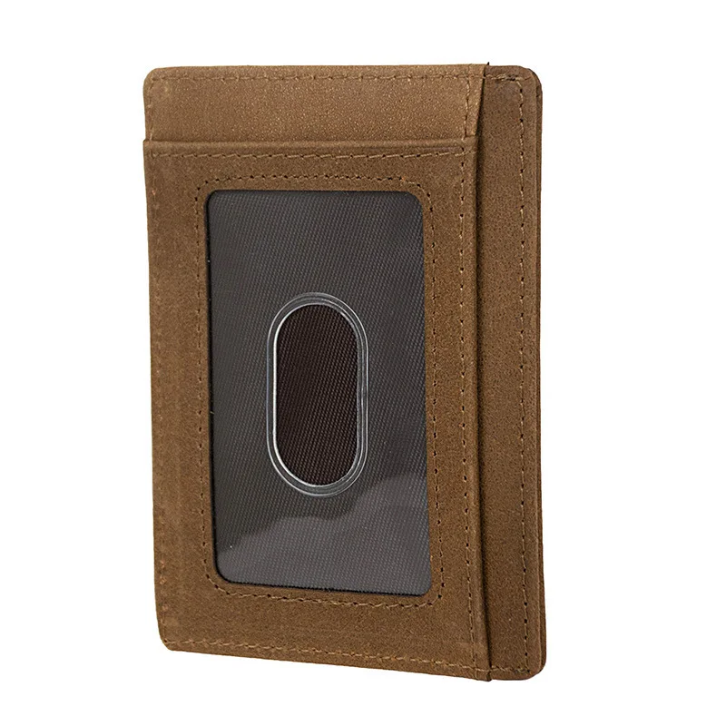 Ультратонкая защита RFID из натуральной кожи, пластиковый чехол для кредитных карт, держатель для ID карт, кошелек Crazy Horse, подарок для родителей и детей