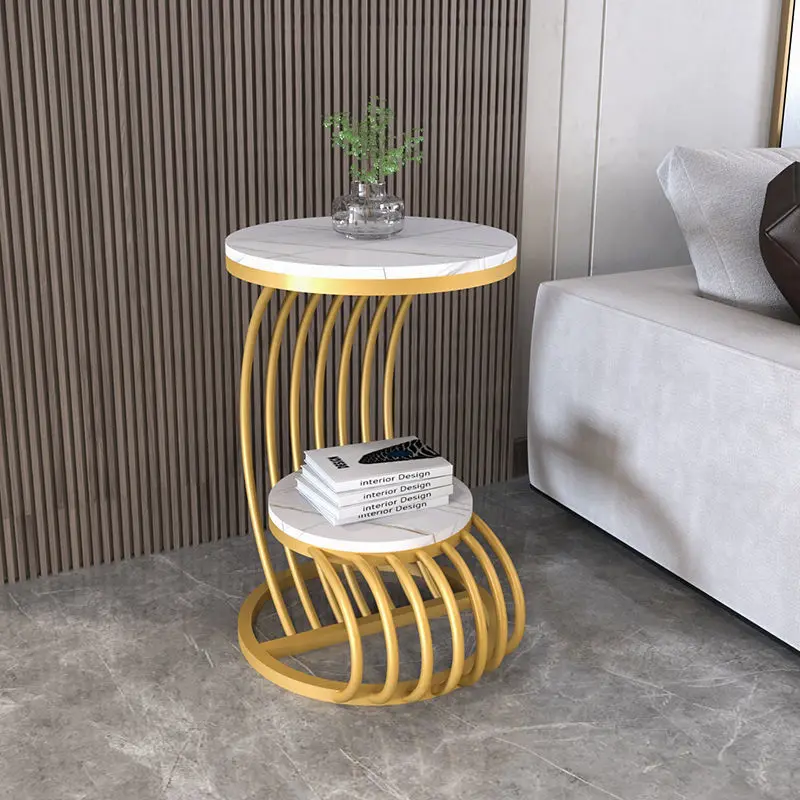 Luxury Small Round Wrought Iron Slab Creativity Side Table 1