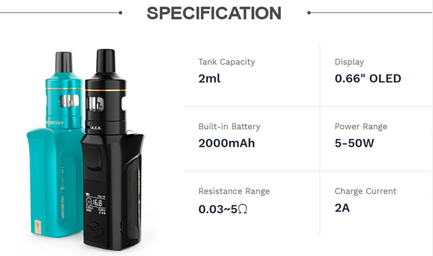 InStock! Vaporesso Target mini 2 Vape Kit with Inbuilt 2000mAh Battery 50W Electronic Cigarette Mod & 22mm VM Tank 2ml E-cig Kit (5)