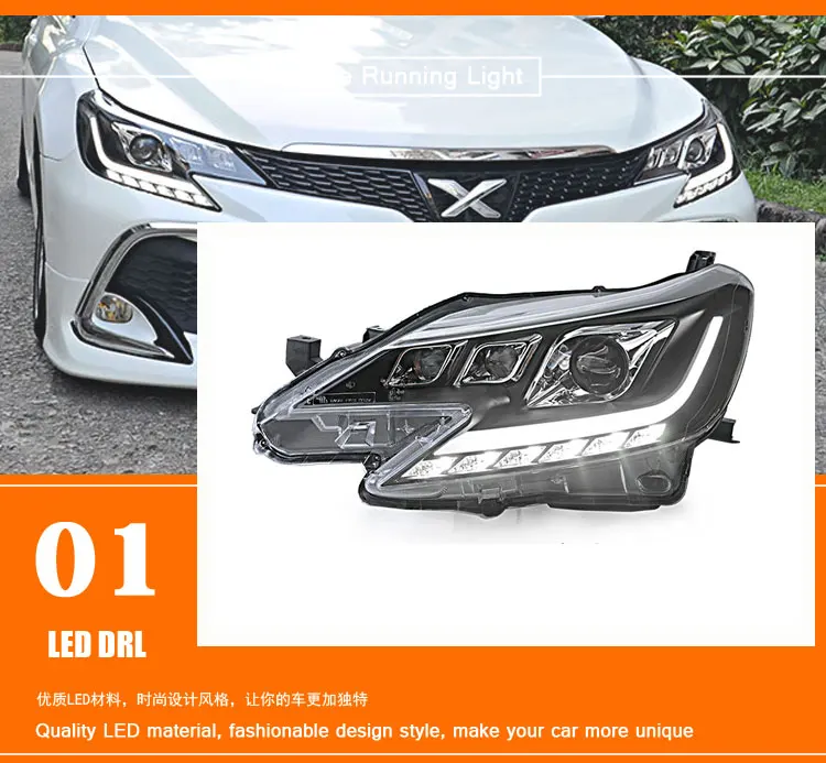 2 шт. автомобильный стиль светодиодный фары для Toyota Mark X 2013- для рейза Головной фонарь светодиодный DRL Объектив двойной луч H7 HID Xenon bi xenon