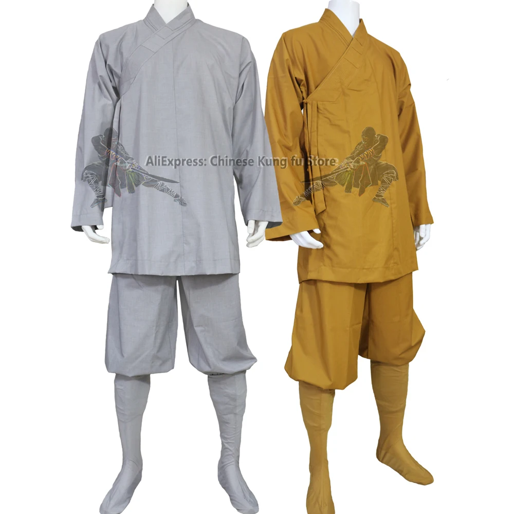Cotton Shaolin Buddhist Monk Dresses Meditation Robe Gown Kung Fu Uniform Bt15 