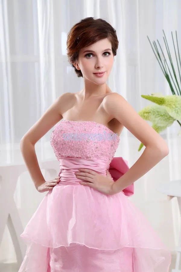 Тафта бант дизайн невесты горничной короткий длинный поезд vestidos formales Сексуальное розовое платье для выпускного подружки невесты