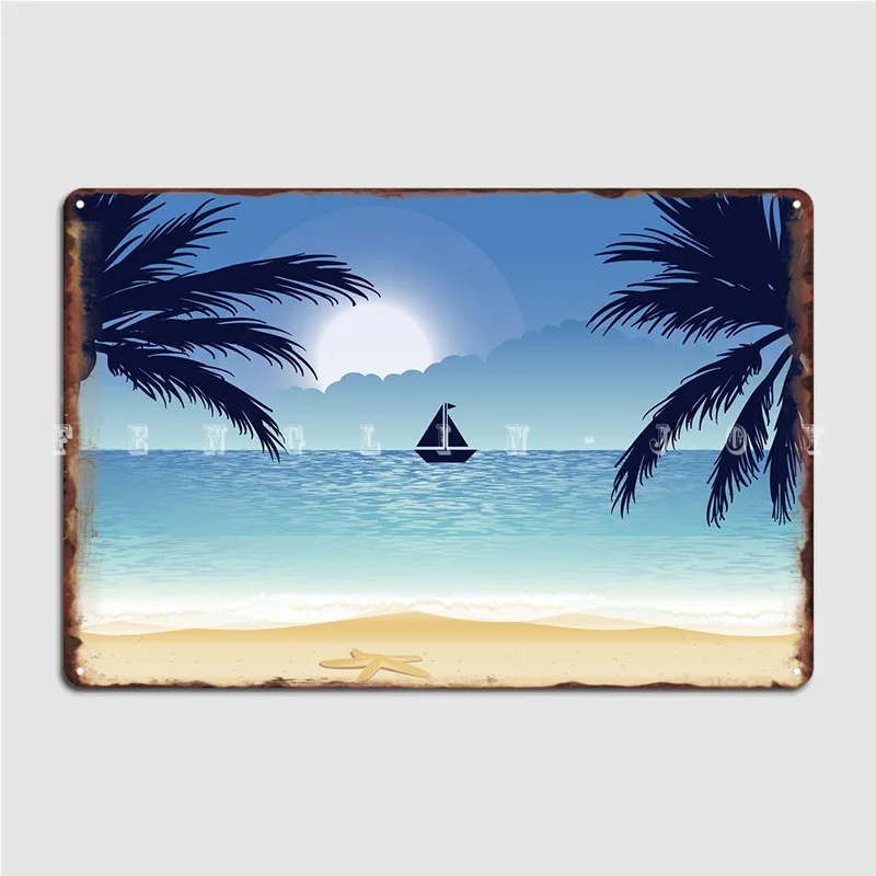 

Sunset Metal Sign Club Pub Garage Design Mural Painting Tin Sign Posters