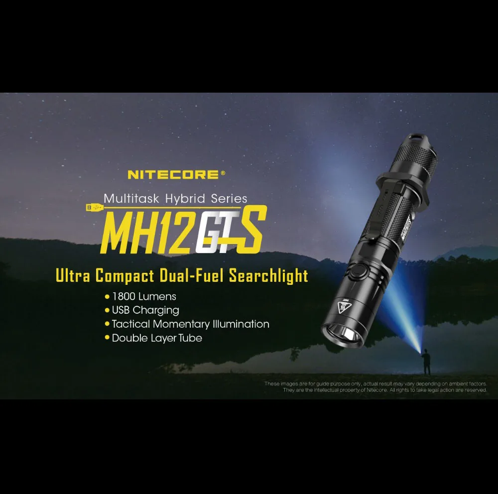 NITECORE MH12GTS 1800 Lms USB Перезаряжаемый тактический фонарь 18650 аккумулятор