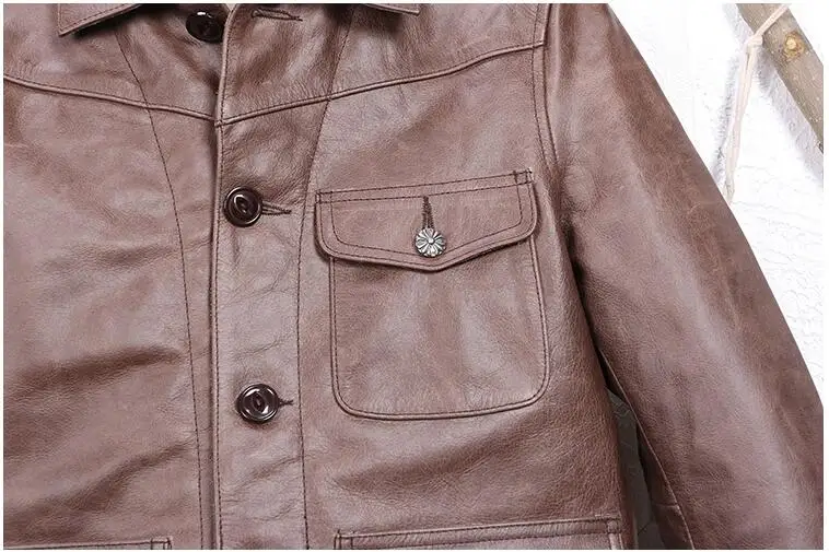 Perfect 2019 Dark Brown Men Japan Style Short Casual Leather Jacket Plus Size 3XL Genuine Cowhide Autumn Slim Leather COat FREE SHIPPING 16