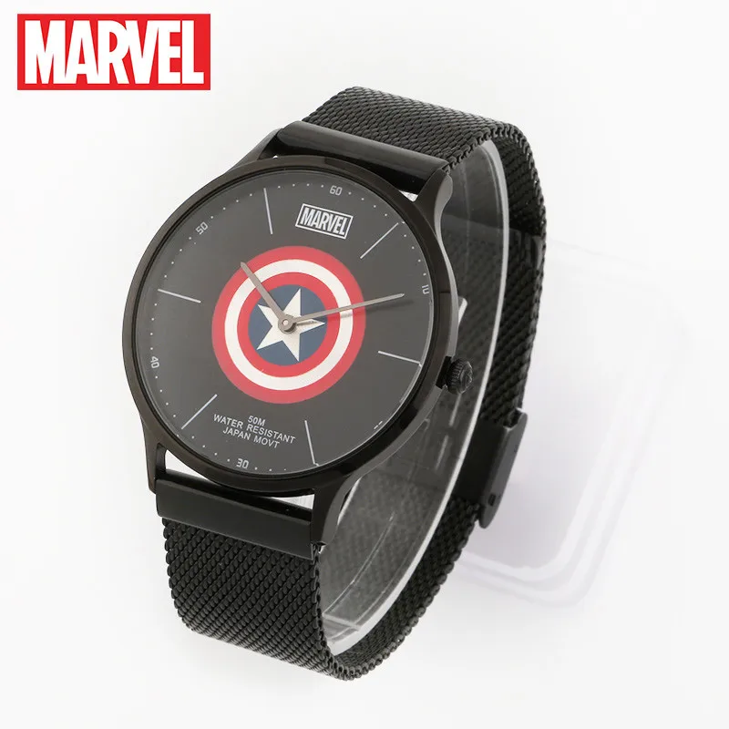 Marvel Мстители Капитан Америка мужские из нержавеющей стали Milanese Mesh Band 5ATM водонепроницаемые японские кварцевые часы подарок для мужчин время