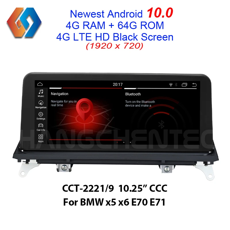 64G rom x5 e70 Android 10 Car Stereo For BMW X5 E70 X6 E71 CCC HD Video 1920x720 Black Screen Car Touch Multimedia Radio GPS Nav