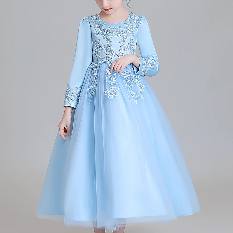 아이 드레스 웨딩 파티 Frock 꽃 드레스 공주 드레스 여자 어린이 투투 자수 비즈 긴 드레스 ck683