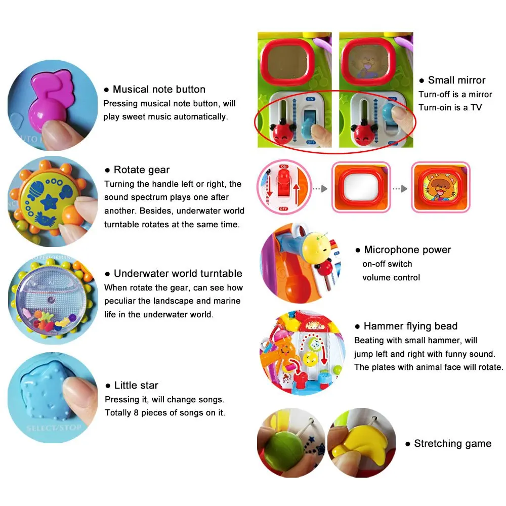 HOLA 806 Musical Activity Cube Toy Development Educational Game Play Learning Center Toy for 1 Year