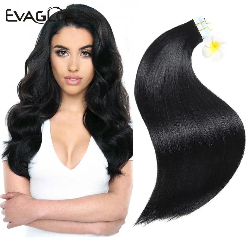 EVAGLOSS лента для наращивания человеческих волос европейская машина Remy 20 шт. прямые
