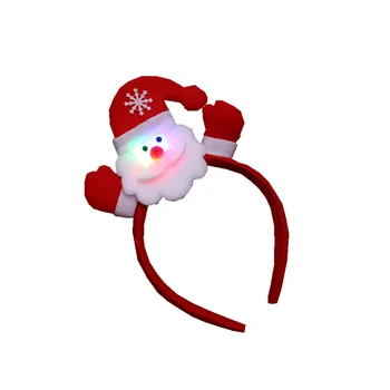 

Christmas Glowing Headbands Lovely Snowman Santa Reindeer Hair Hoops LED Xmas Hairbands for Party Gifts HJL2019