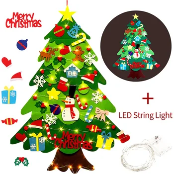 

Children Felt Christmas Tree and Spared Ornaments Bundle with LED String Light JS22
