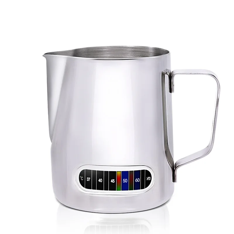 

600ml Stainless Steel Milk Frothing Jug with Built-In Thermometer, Creamer Frothing Pitcher 20 Oz Espresso Coffee Latte Pots