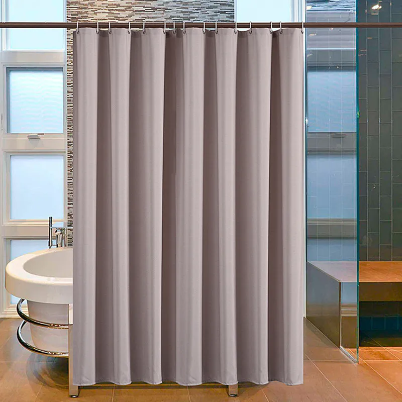 Simple Hotel Thick Shower Curtains Waterproof Polyester Fabric High Quality Solid Color Grommet Beige and Gray Bathroom Curtain | Дом и сад