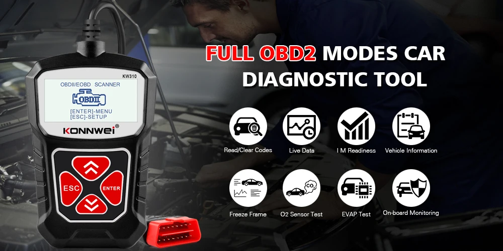 small car inspection equipment KONNWEI KW850 OBD2 Car Diagnostic Scanner Tools OBD 2 Auto Diagnostic Tool Check Engine Automotive Car Scanner Code Reader Black automotive battery charger