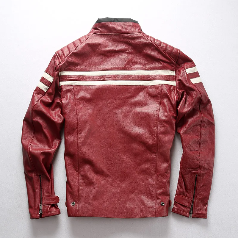 Promotion 80 Read Description! Asian size men's high quality cow leather outwear mens cowhide genuine leather stylish rider jacket