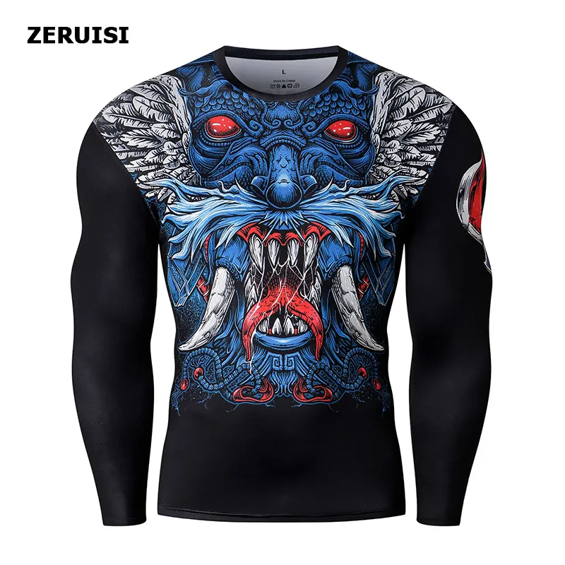 New Arrival 3D Printed T shirts Men Compression Shirt Costume Long Sleeve Tops For Male Fitness Hip hop Clothing - Цвет: JJS65