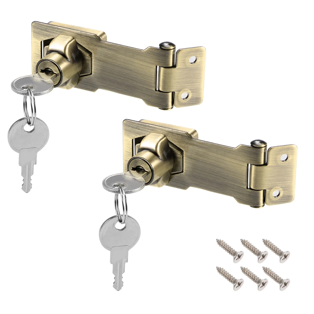 Uxcell serrature Hasp con chiave da 2 pezzi 2.5/3 pollici di alta qualità con viti per porta con