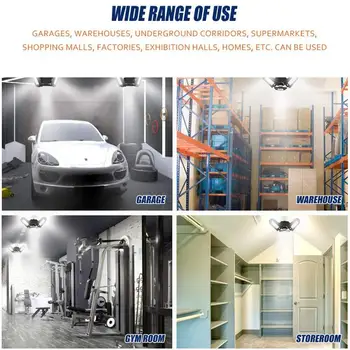 

E26 60W 80W light Motion sense Activated Ceiling Light 8000LM - Led Foldable Deformable Garage Light High Intensity Mining Lamps