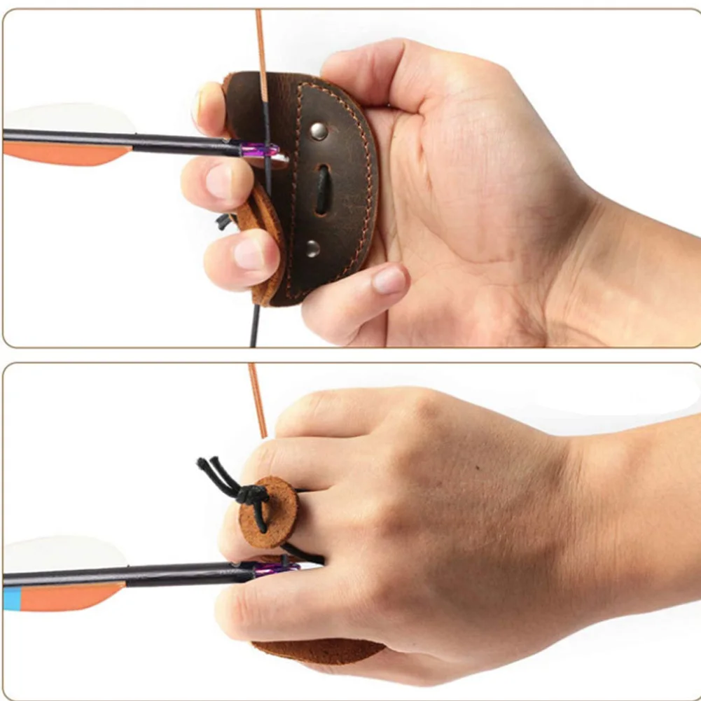 Leather Archery Finger Guard Protection Pad Glove Tab Recurve Bow Hand Guard Tool Arrow Training Shooting Hunting Accessories