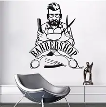 Adesivo de parede barber shop sinal decalque da parede removível hipster vinil adesivos salão beleza janela barbearia decoração h962(China)