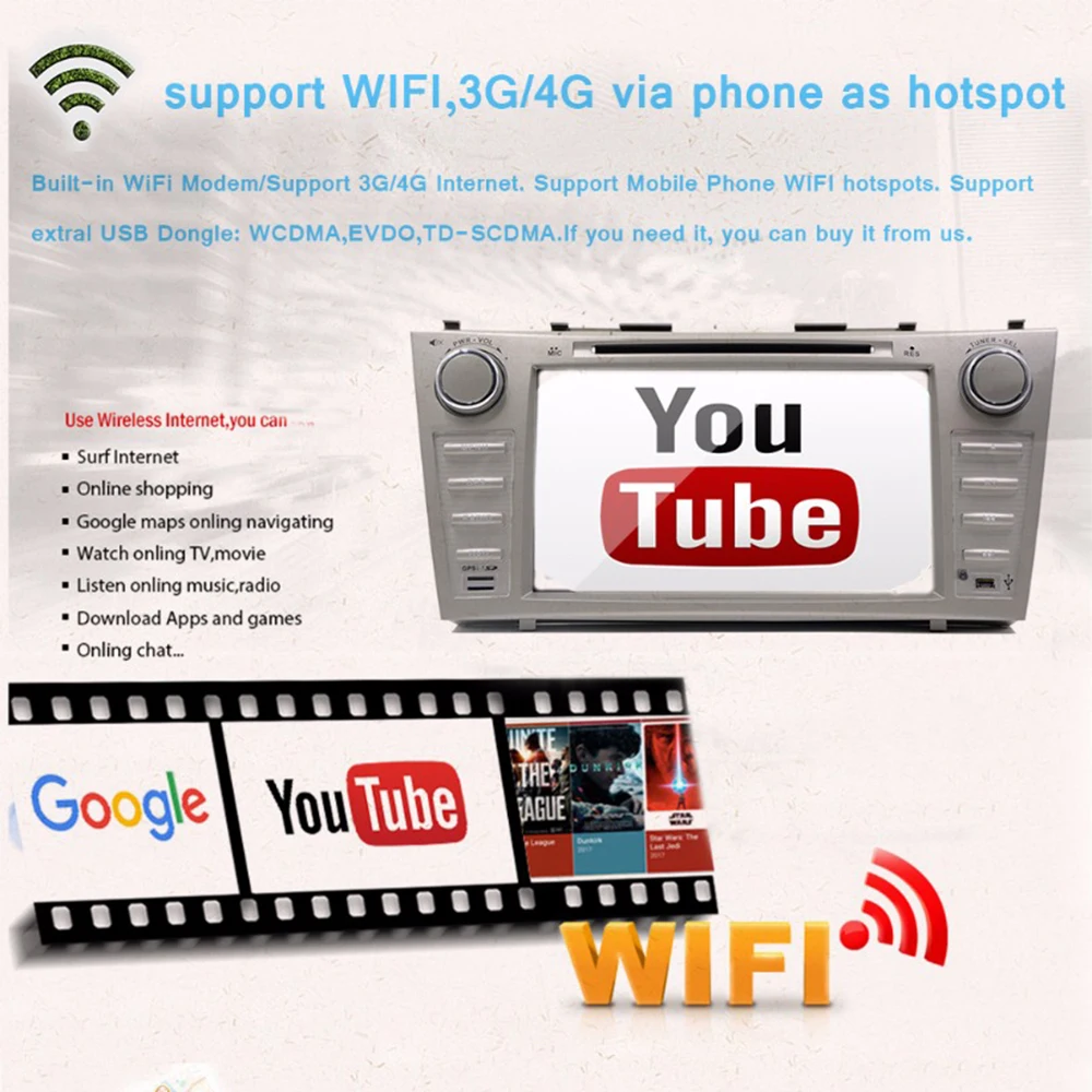 2 din Quad/Octa-Core " Android 7,1 автомобильный dvd навигация Авторадио автомобиля мультимедиа с HD gps для Toyota Camry 2006-2011