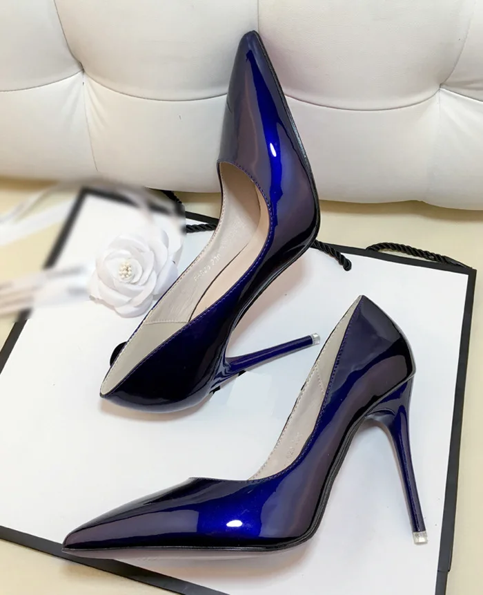 HKXN/женские туфли-лодочки; брендовые туфли на высоком каблуке; черные пикантные туфли из лакированной кожи с острым носком на шпильке; женская обувь; большие размеры 11, 12
