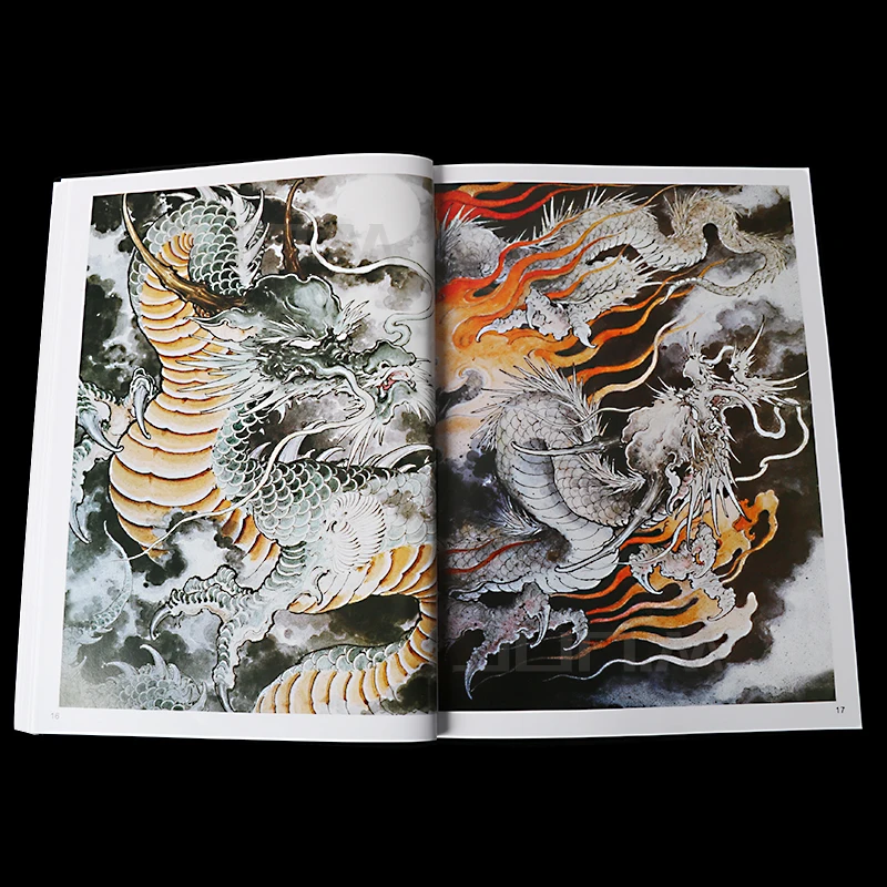 40 Pages New Carved Tattoos Manuscript Book Canglong Lion Kirin Rui Animal Snake Art Tattoo Books Hand Atlas Master