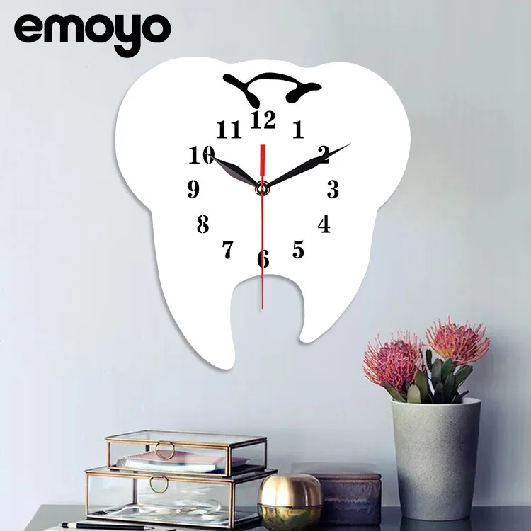 

Creative Acrylic Tooth Wall Clock Hall Office Clinic Dentist Custom Wall Watch Mechanism Quartz Silent Clocks Klok Decor SC067