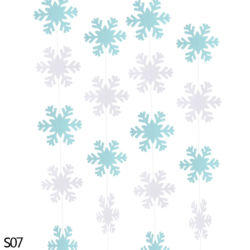 Снежинка из бумаги Гирлянда Рождественская елка овсянка баннер на Рождество год вечерние украшения для дома снежинка 75 - Цвет: S07