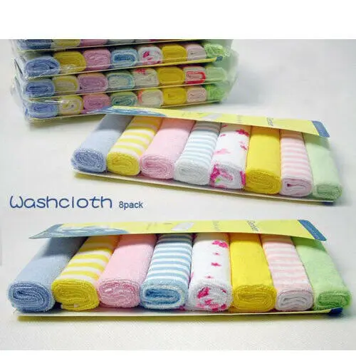 Soft Cotton Baby Infant Newborn Bath Towel Washcloth Feeding Wipe Cloth 8pcs