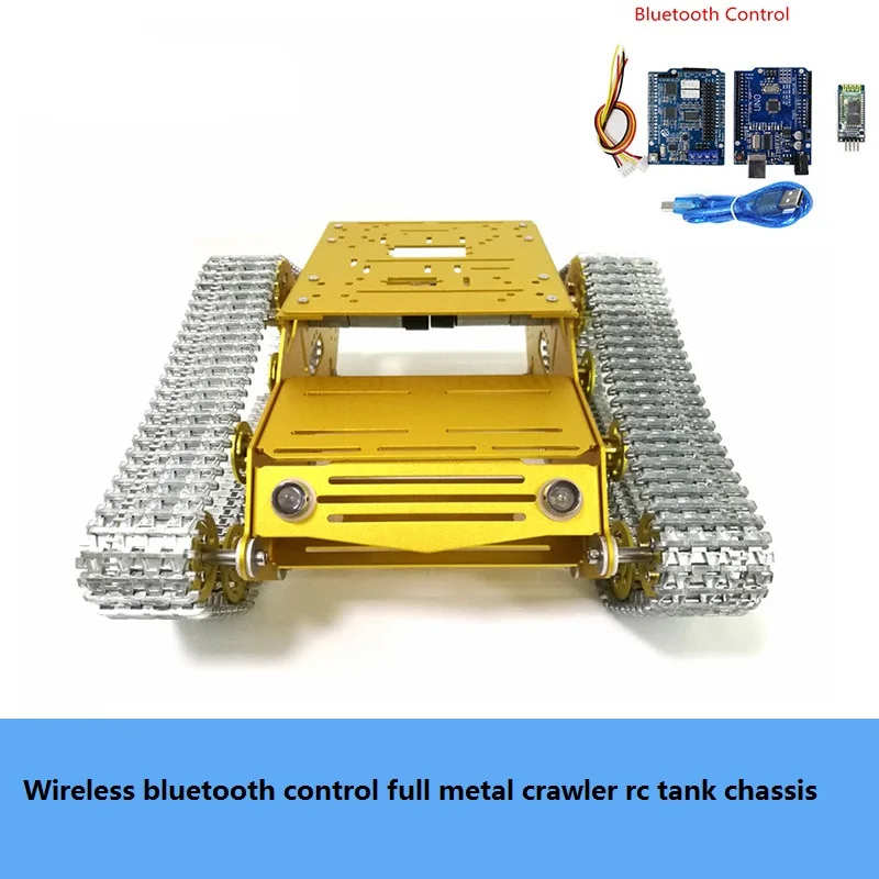 Беспроводной Wifi/Bluetooth/ручка управления полностью металлический гусеничный Rc Танк шасси комплект MY100 металлическая гусеничная цепь робот Платформа DIY для Arduino - Цвет: Bluetooth with 9V