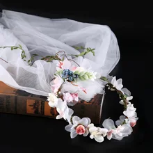 Гирлянда вуаль Фото аксессуары ткань Цветочная вуаль лента для волос невесты головной убор Свадебные невесты аксессуары для волос